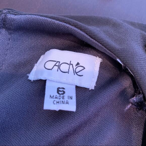 Cache charcoal gray rhinestone shoulder open back dress size 6 - Picture 11 of 15